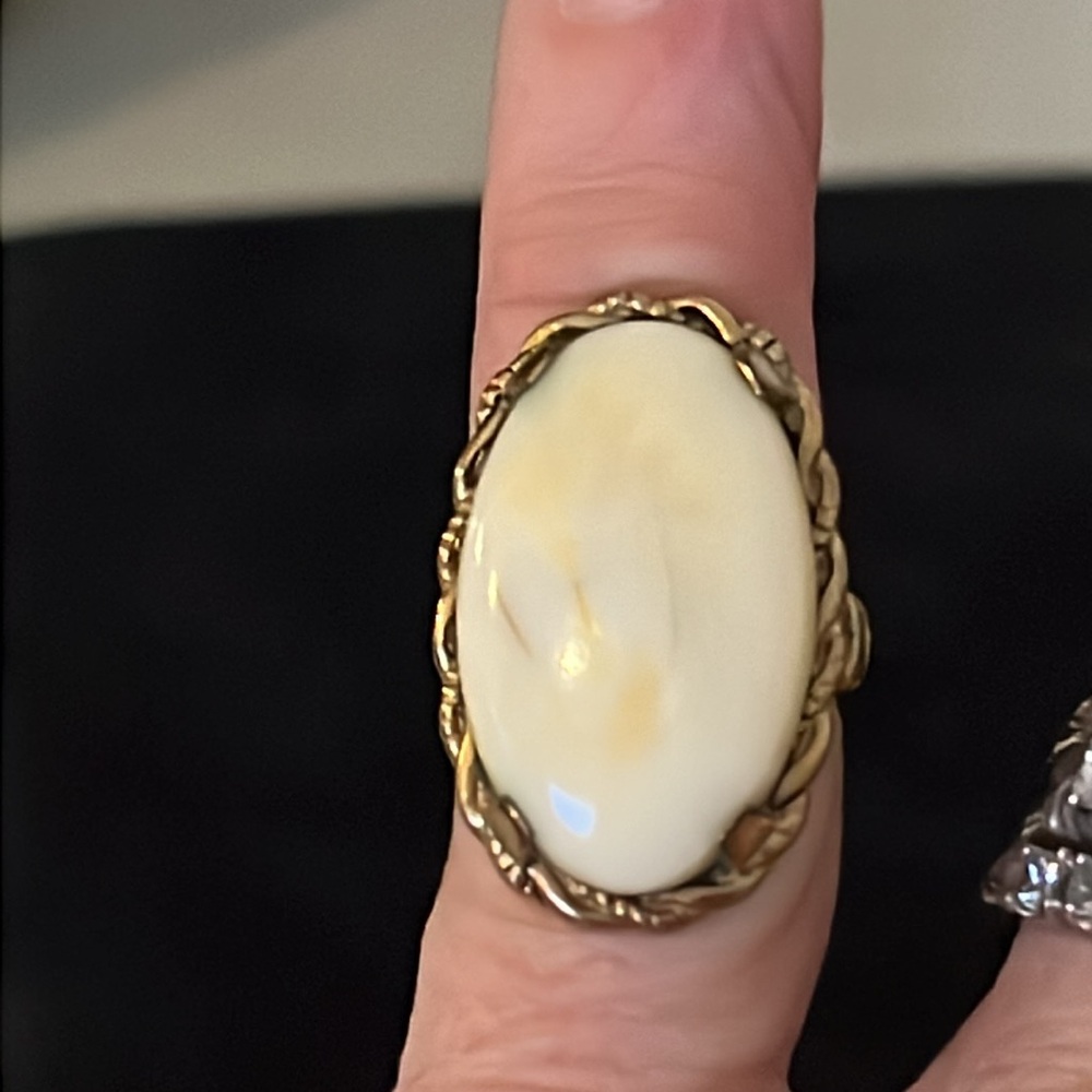 Antique gold filled branded opal ring size 4
